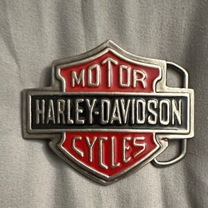 Harley-Davidson Red and Black Bar & Shield Belt Buckle
